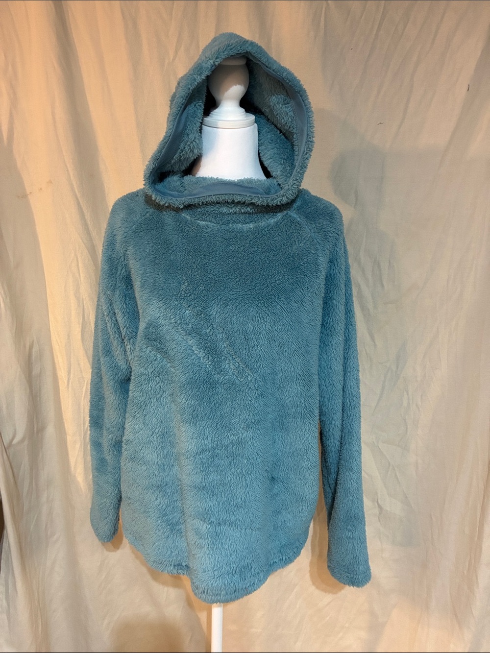 Eddie Bauer Plush Hooded Cowl Pullover - Teal Blue